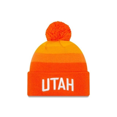 Yellow Utah Jazz Hat - New Era NBA 2019 NBA Authentics City Series Pom Knit Beanie USA8293406